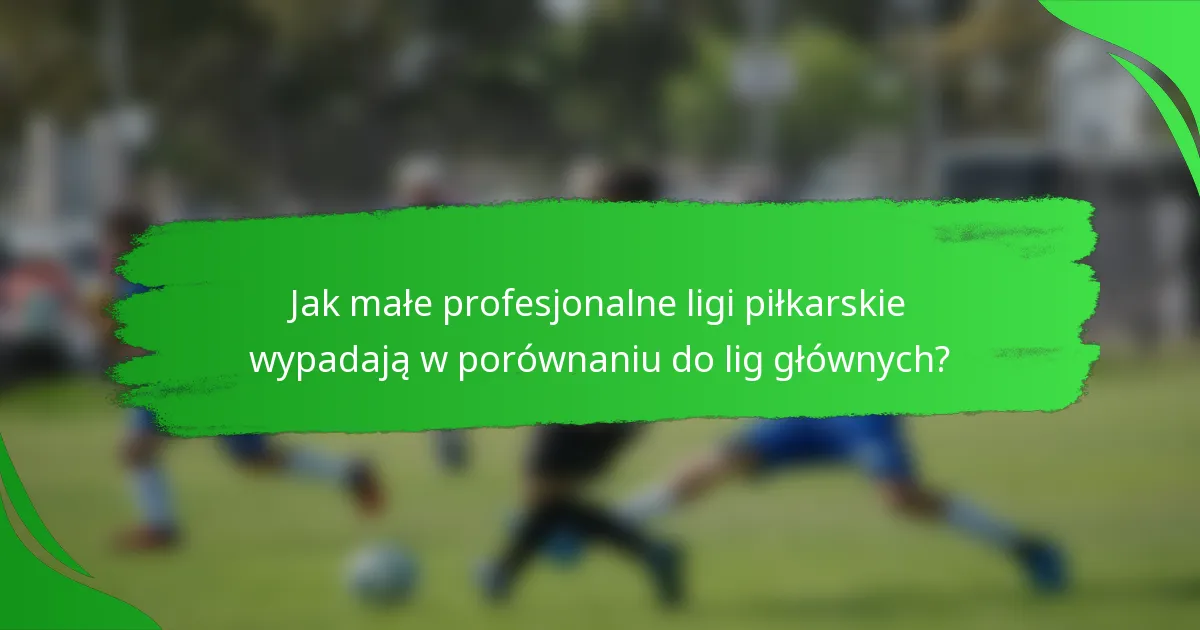 Jak małe profesjonalne ligi piłkarskie wypadają w porównaniu do lig głównych?